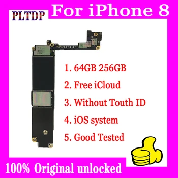 

100% Original Unlocked for iphone 8 4.7 inch Motherboard Without Touch ID with full chips for iphone 8 Logic board Free iCloud