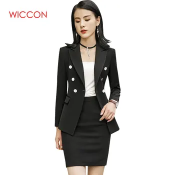

2020 New Fashion Skirt Suits Women Business Long Sleeve Blazer And Trousers Two Pieces Set Office Ladies Plus Size Work Wear