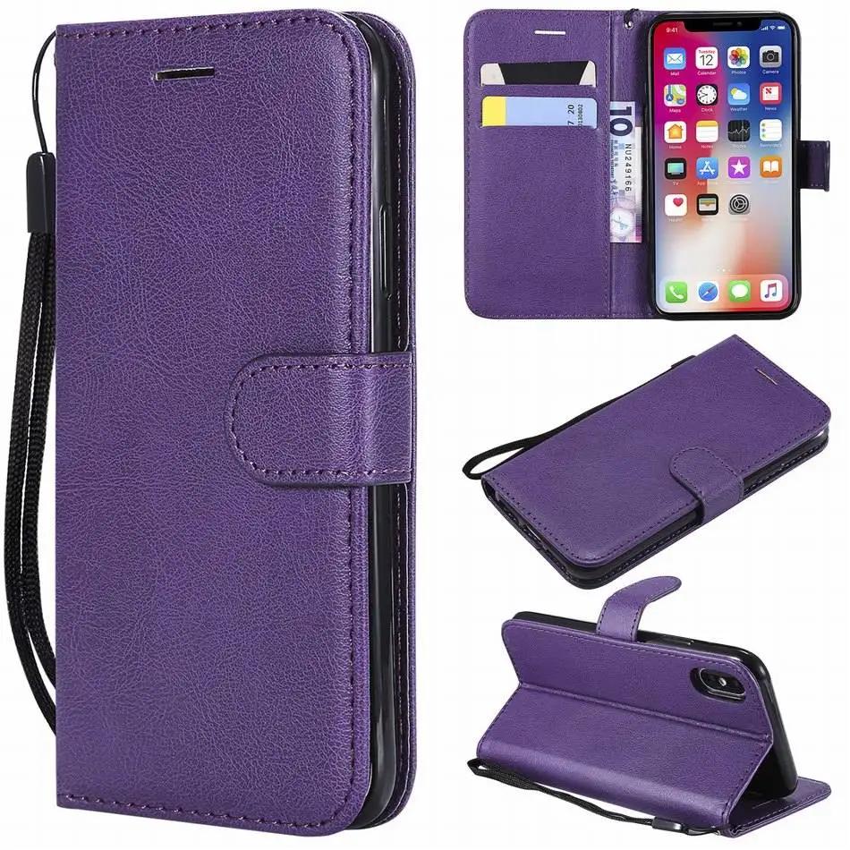 Purple A Флип-чехол для телефона, чехол для iPhone 8, 7, 6, 6S Plus, 5, 5S, SE, простой кошелек для apple X, XS, MAX, XR, 11 Pro, чехол со слотом для карт, рамка E01E - Цвет: Purple A