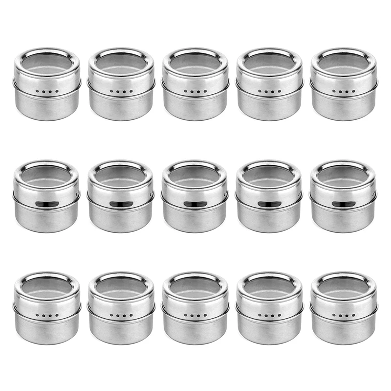 

Magnetic Spice Jar With A Strong Transparent Top Cover. Stainless Steel Round Storage Spice Jar, Shake Or Flip, Magnetic Can,