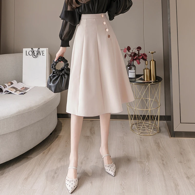 

Korean Fashion Women Skirt Woman High Waist Solid Skirt Plus Size Elegant Women Skirts Plus Size Faldas Mujer Moda Skirts Womens