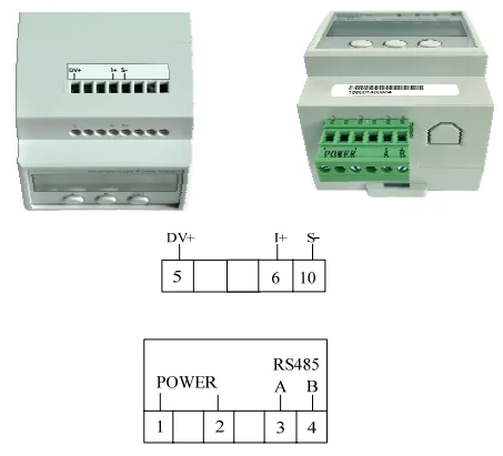 Din rail solar mulit channel dc power energy  meter hall sensor