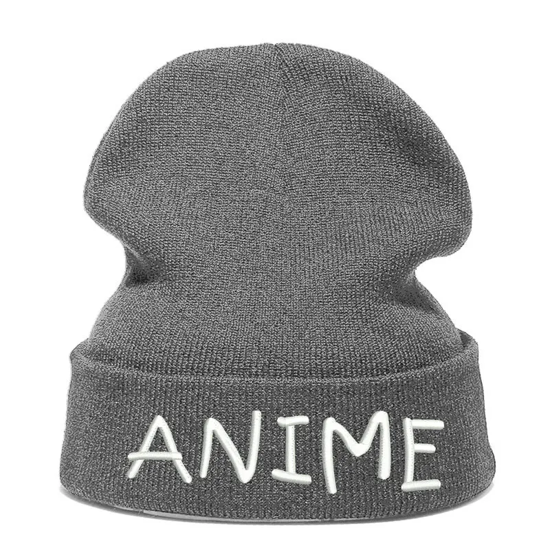 Beanie шляпа Skullie Кепки смутная зима вышитые в стиле панк Для мужчин Для женщин подростков студентов в стиле «хип-хоп» для уличного танцора цитата с буквенным принтом в стиле аниме - Цвет: Серый