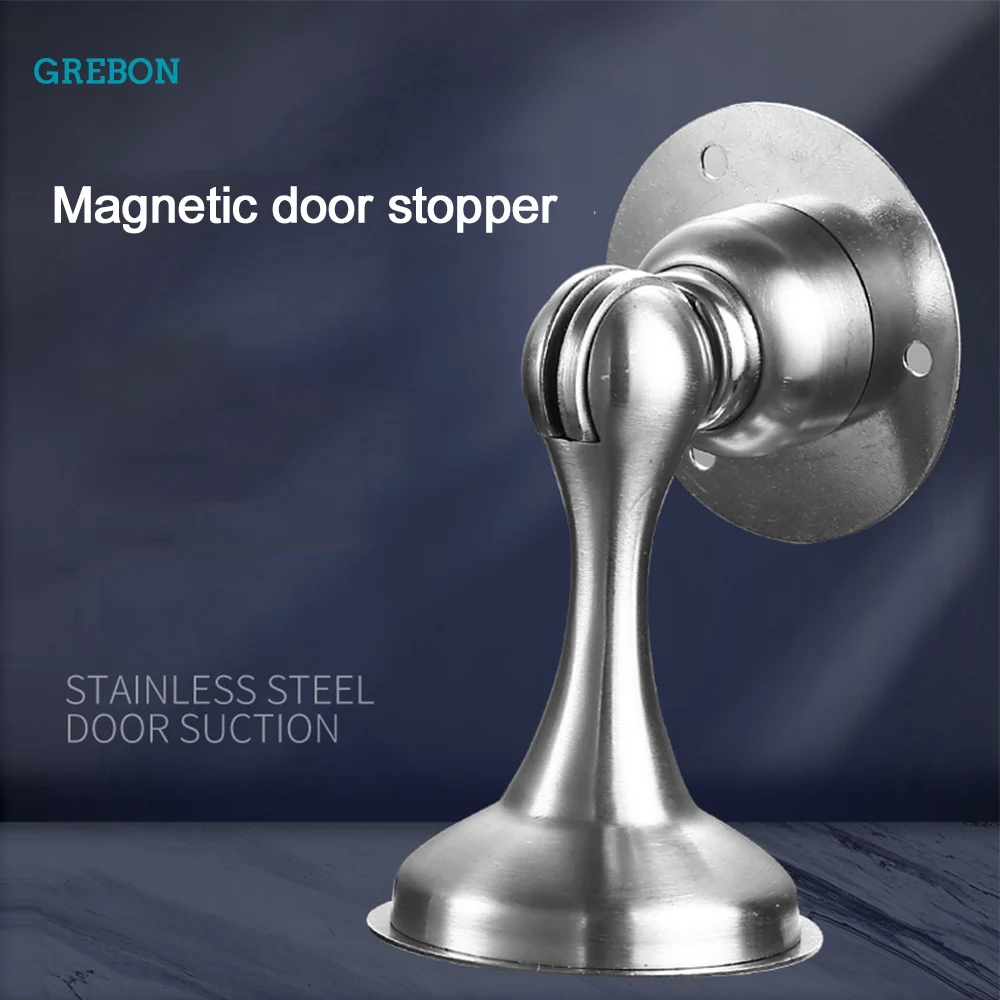 COUYY Stainless Steel Bedroom Door Stopper Medium Gourd Type Strong Magnetic Anti-Collision Door Block Door and Window Hardware 