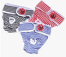 

Dog Diaper Physiological Shorts Stripe Pet Pants Reusable Washable Bitch Dog Safety Shorts Underwear Velcro Design Puppy Diaper