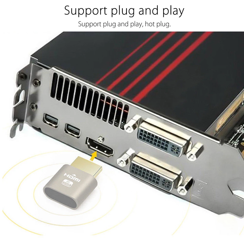 

Block Plate Computer Accessories Connector Display Emulator Dummy Plug Adapter HDMI VGA Virtual Fake Headless No Drive Locking