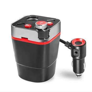

Car Cigarett Lighter Socket Adapter Bluetooth Car Kit Music Player Modulator Cup Shape Car Charger Dc 12/24V Fm Transmitter