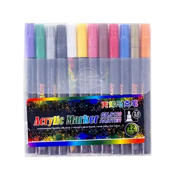 

12/18 Colors Acrylic Paint Marker Pen Set for DIY Album Glass Ceramic Rock Wood D08B