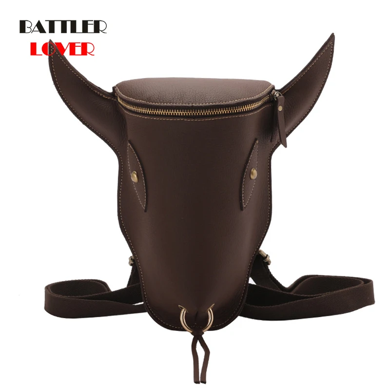 Famous Brand Brown Leather Bagpack For Women Fashion Design Crazy Horse Cowskin Phone Bags Ladies Retro Small Money Backpacks