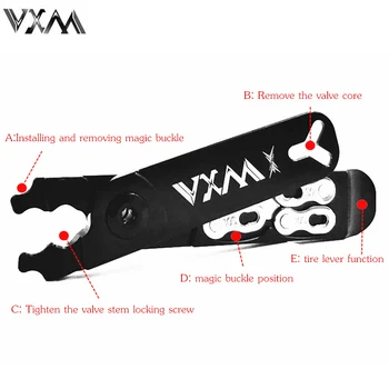 

VXM Bicycle Master Link Plier Bike Chain Missing Quick Connector Tire Valve Lever Magic Buckle Box 5 in 1 Multifunction Tools