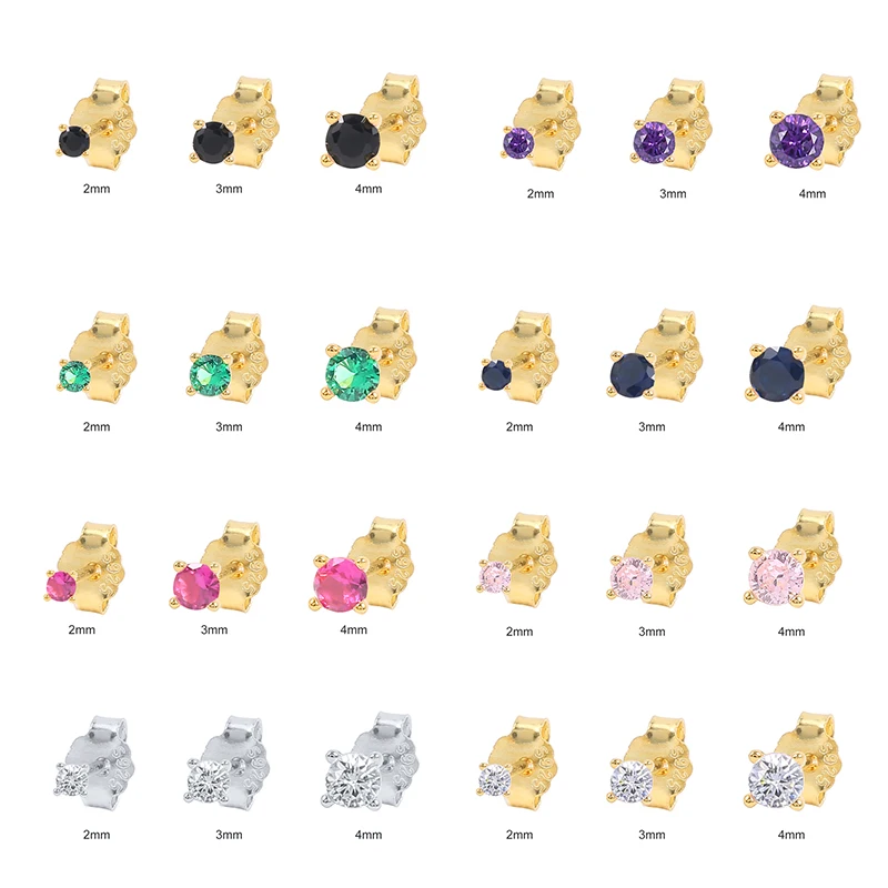 2021 Colorful Four Claws Stud Earrings For Women Sterling Silver Cartilage Ear Piercing Wedding Jewelry | Украшения и аксессуары