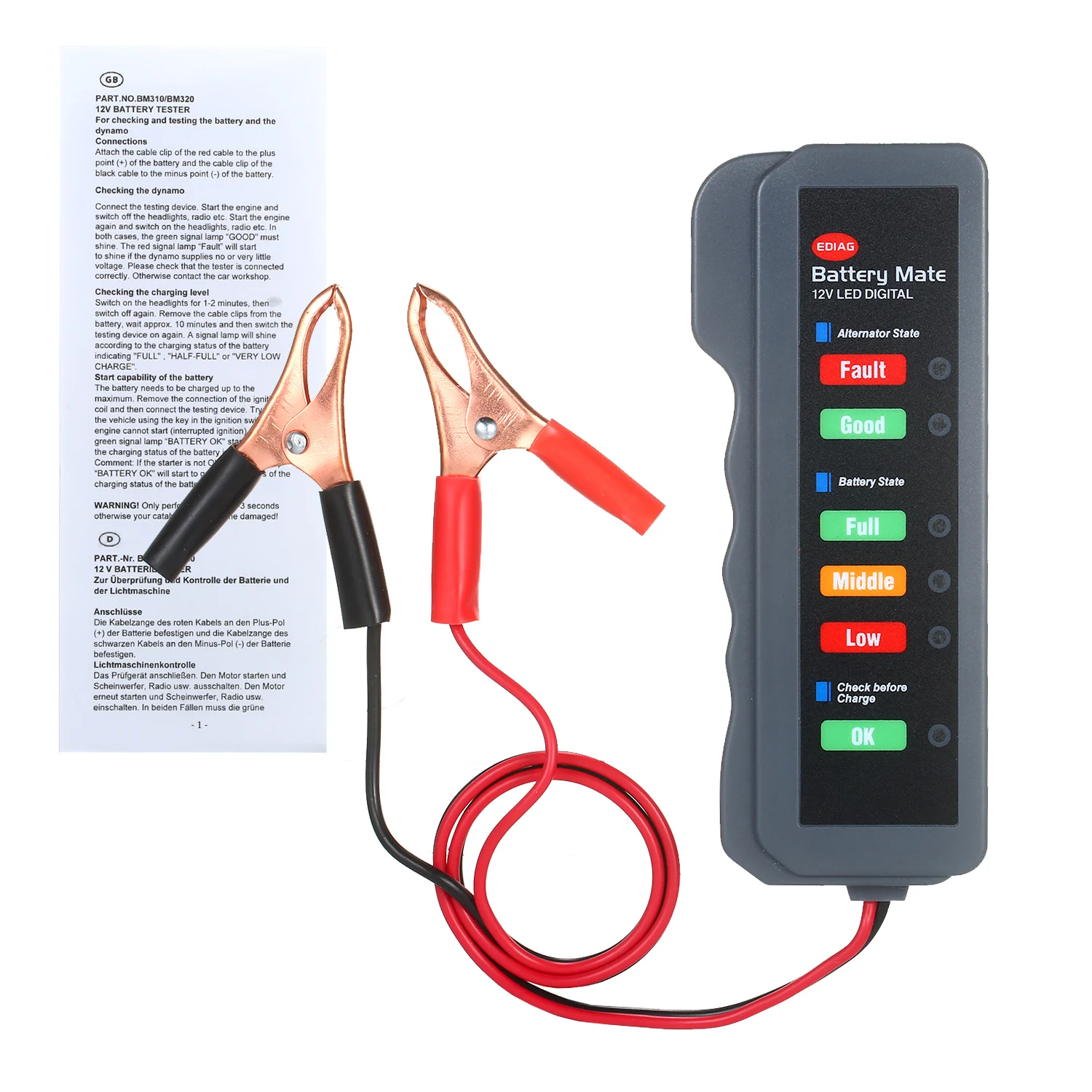 Мини тестер автомобильного аккумулятора 12 В цифровой анализатор генератора