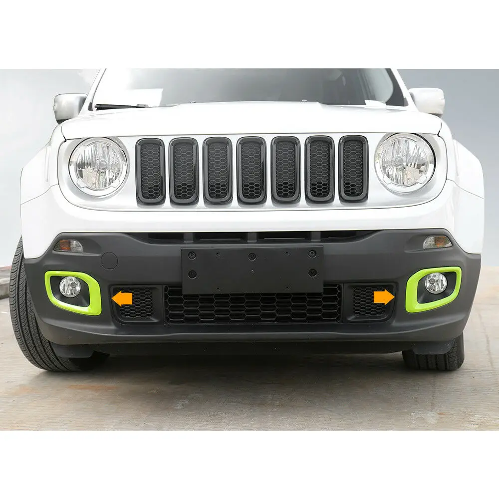 Зеленая пара ABS передняя противотуманная фара рамка Крышка Накладка для Jeep Renegade