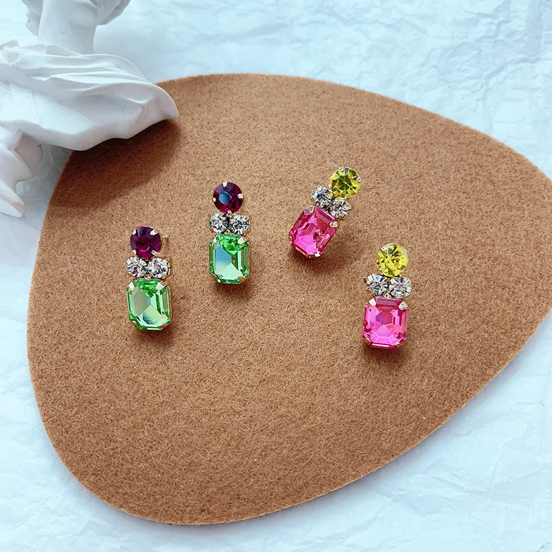 Stud Earrings Crystal Geometric for Women Party Fashion