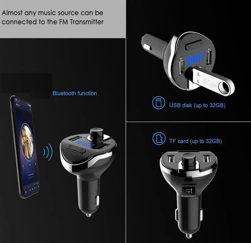 Bluetooth автомобильный комплект fm-передатчик для автомобиля Hands Free In-Car fm-радио адаптер автомобильный комплект с USB зарядным устройством музыкальный плеер