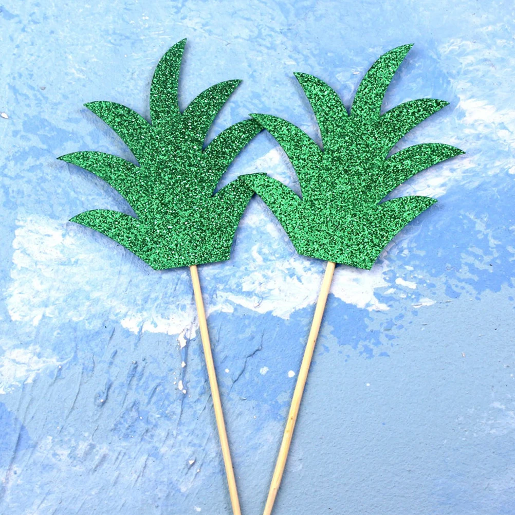 18pcs Cake Topper Pineapple Leaf Lovely Fruits Dessert Picks Cupcake Toppers Decor Party Supplies Birthday Wedding Baby Shower