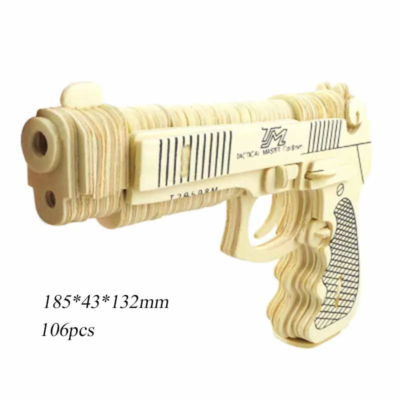 Игрушки пистолет деревянная головоломка сборка снайперская винтовка револьвер забавная игра на открытом воздухе игрушечный пистолет безопасность - Цвет: Model C