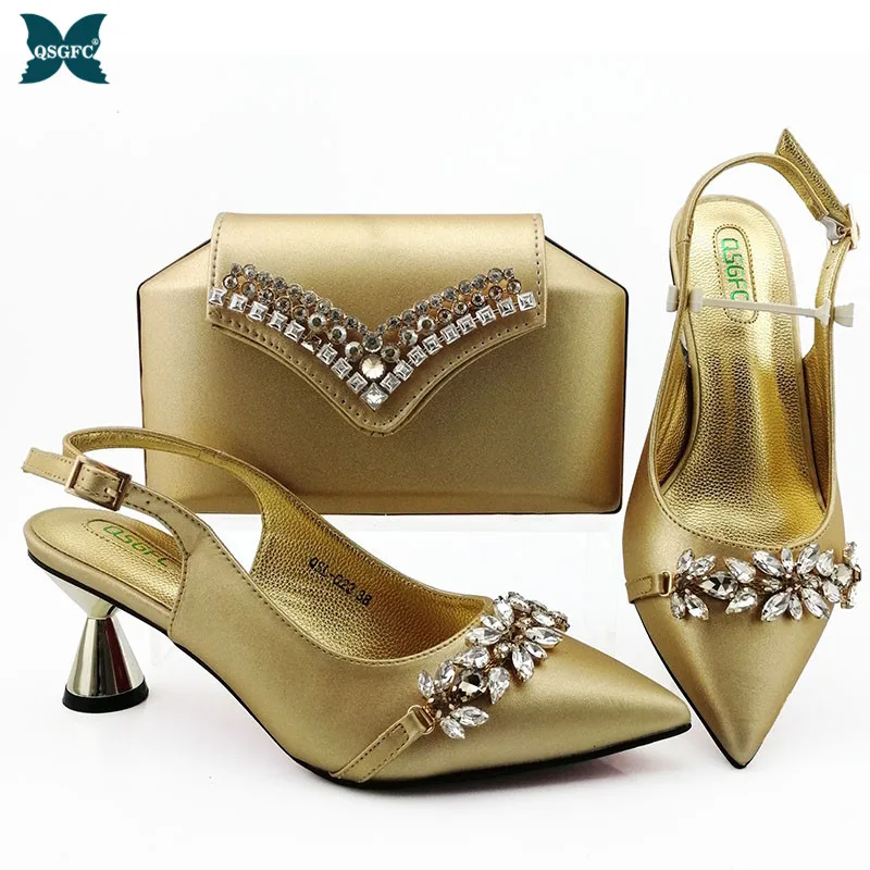 

Winter Italian design Shoes and Bag To Match Shoes with Bag Set Gold Shoe and Bag Set for Party In Women Nigerian Shoe and Bag
