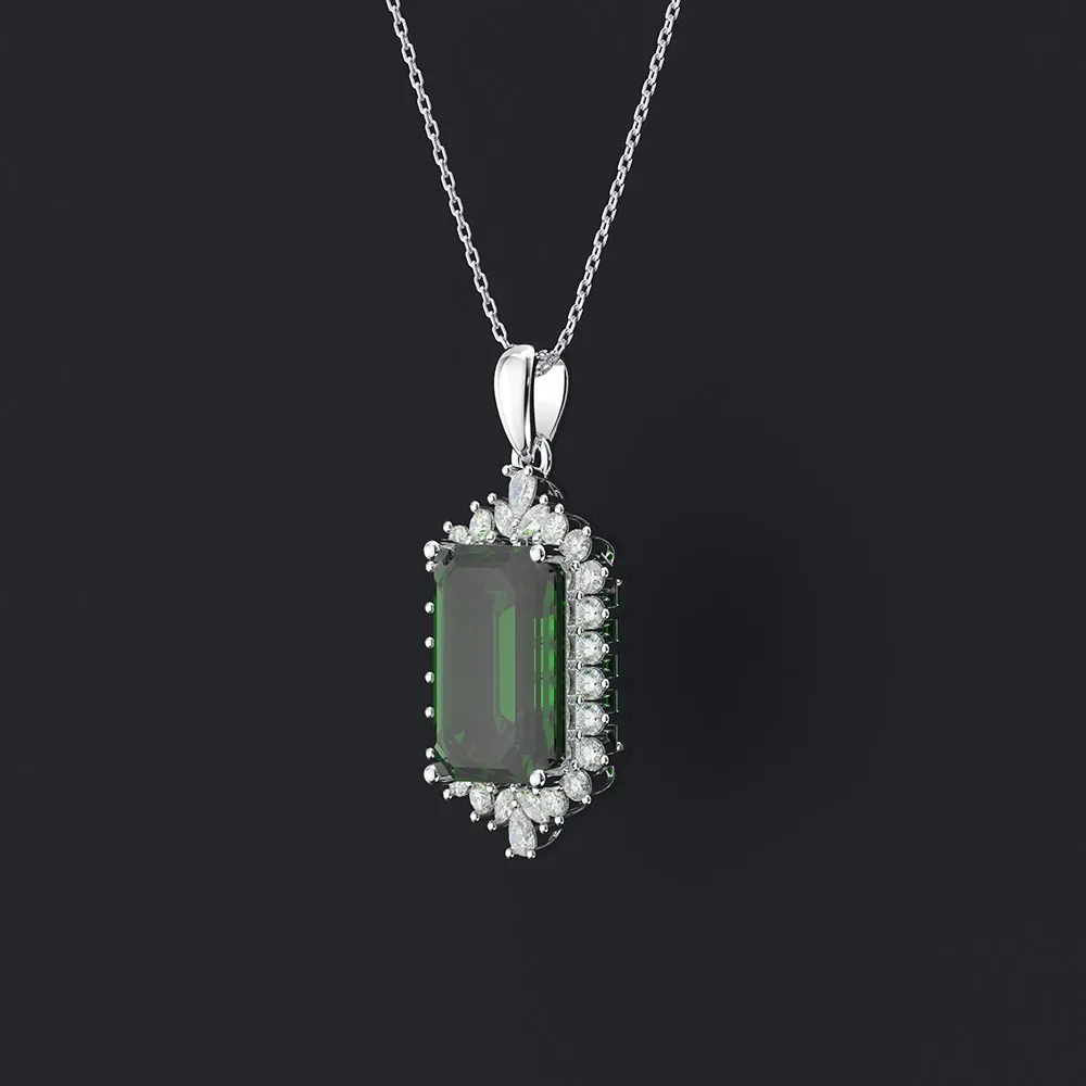GENUINEGEM изысканное Серебро 925 ювелирное ожерелье зелёный Изумрудный камень Длинная подвеска ожерелье s для женщин вечерние подарок на Рождество