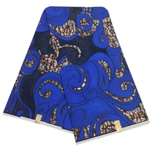 Высокое качество синий полиэстер Мериал ткань Pagne Африканский гарантированный настоящий голландский воск 6 ярдов/партия ткань