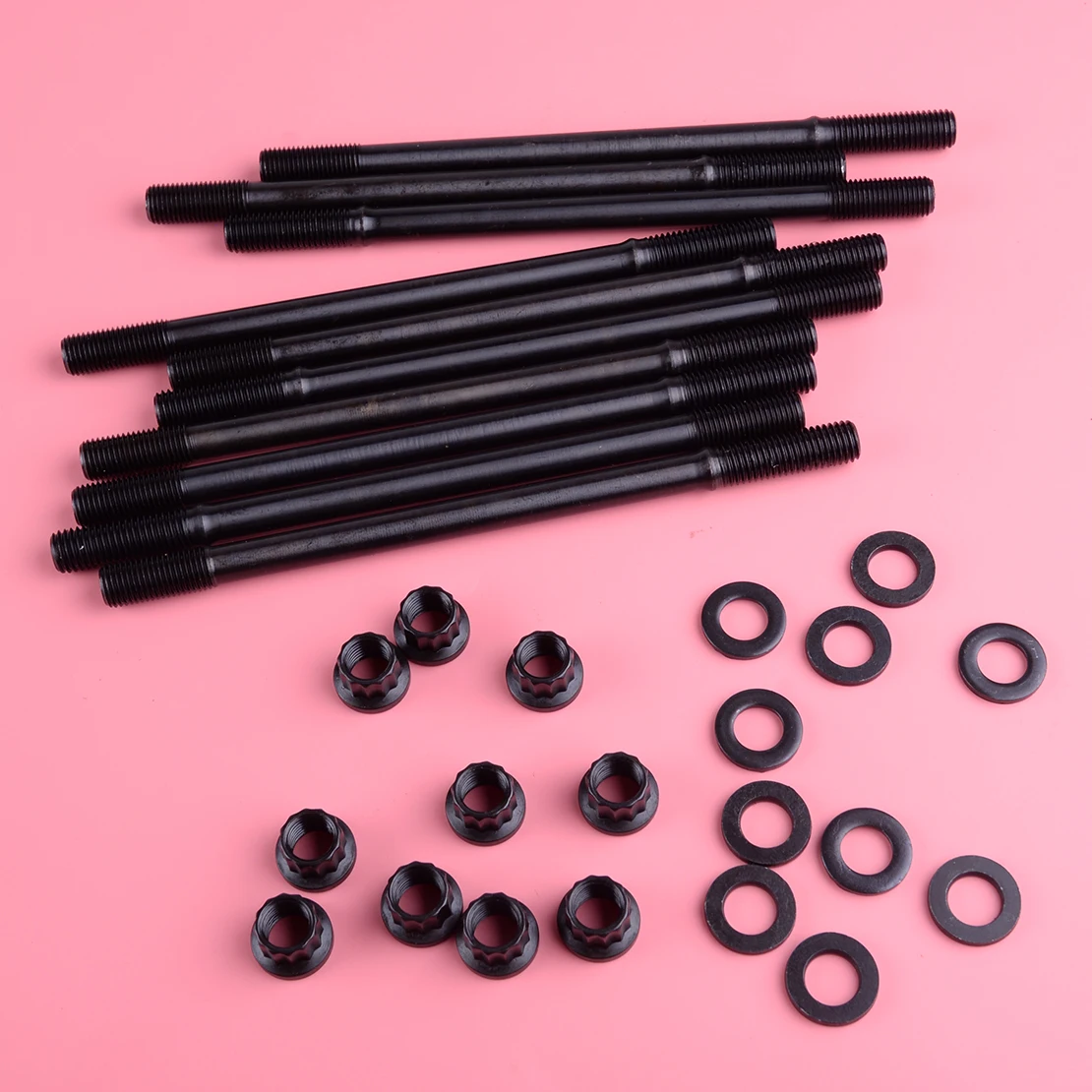 

DWCX New Iron Head Stud Kit Black Fit For Honda Acura GSR B18C1 B18C5 B20VTEC LSVTEC 208-4303