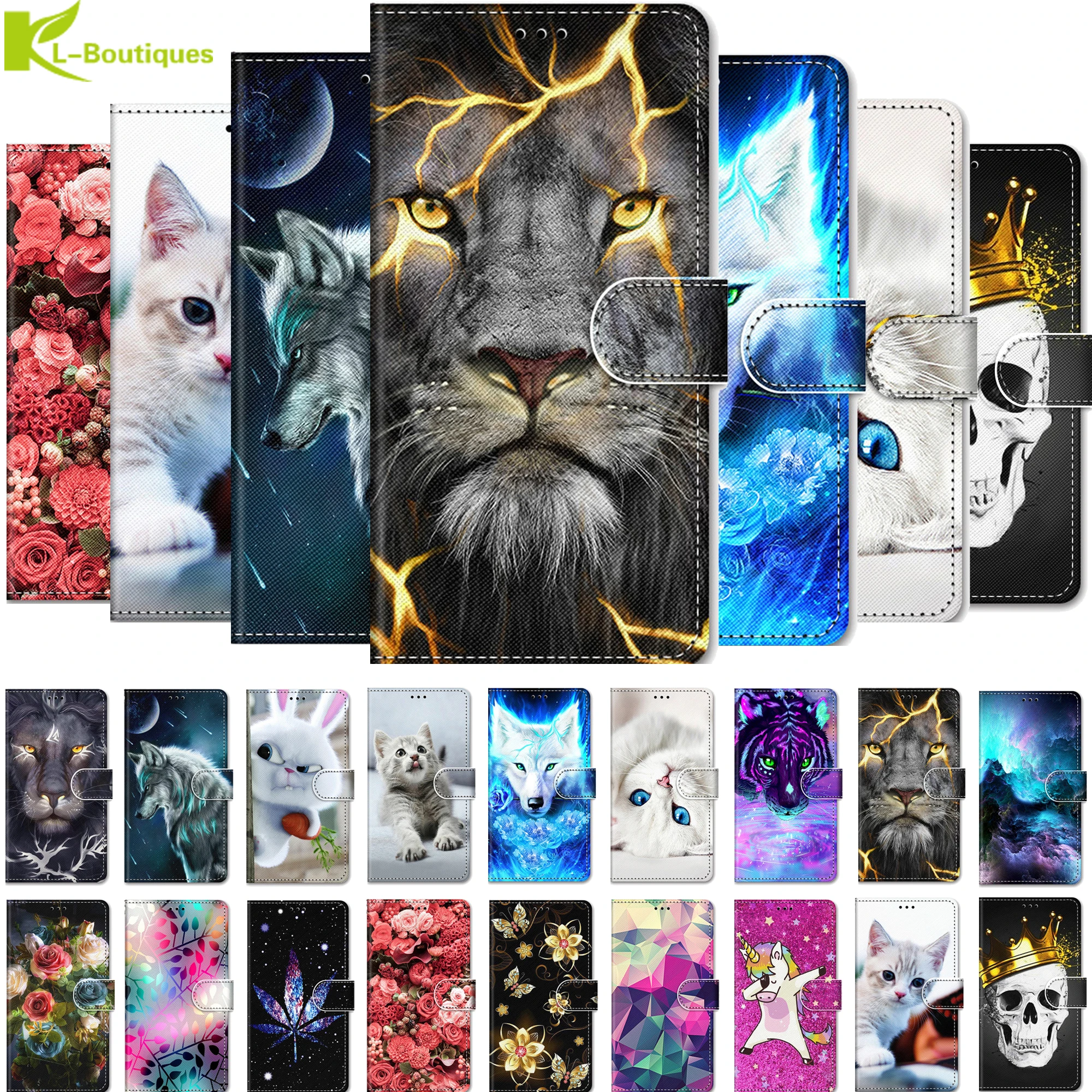 Redmi 7A Case Animal Painted coque On for etui Xiaomi Redmi 7 6 6A 4A 6 Pro Mi 6X mi6x Luxury Magnetic flip wallet leather cover