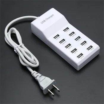 

10 Port Fast USB Charging Port Power Strip Adapter Wall Travel Desktop Charger for Mobile Phone Tablet
