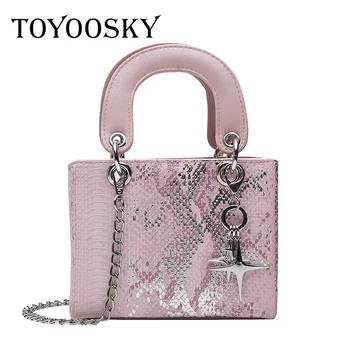 

TOYOOSKY Crossbody Bags For Women 2019 High Quality PU Leather Famous Brand Luxury Sequins Square Handbag Designer Sac A Main