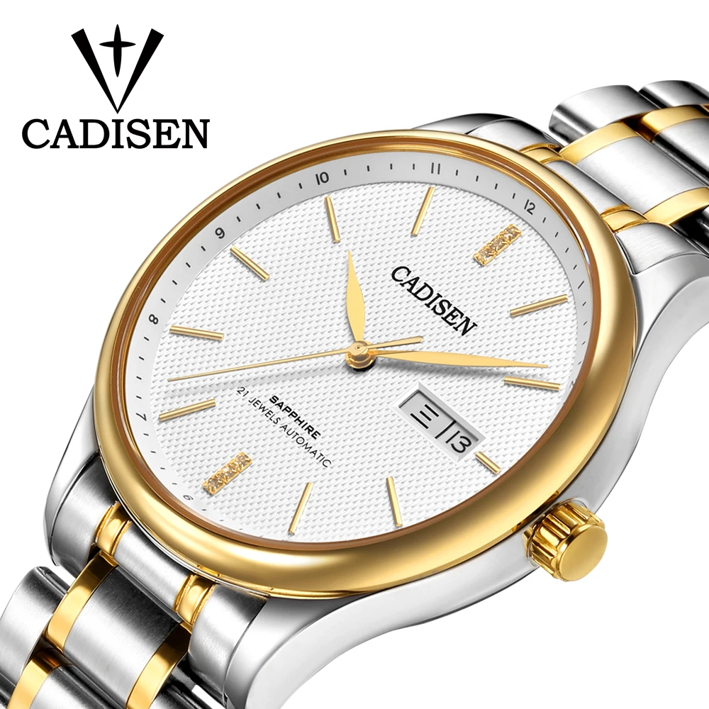 

CADISEN Fashion Men's Automatic Mechanical Watch Leisure Sports Watch Business Military Watch 5ATM Calendar Week Double Display