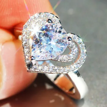 

YaYI Jewelry Fashion Princess Cut 4.8 White Zircon Silver Color Engagement Rings wedding Lover Rings Party Rings 1188