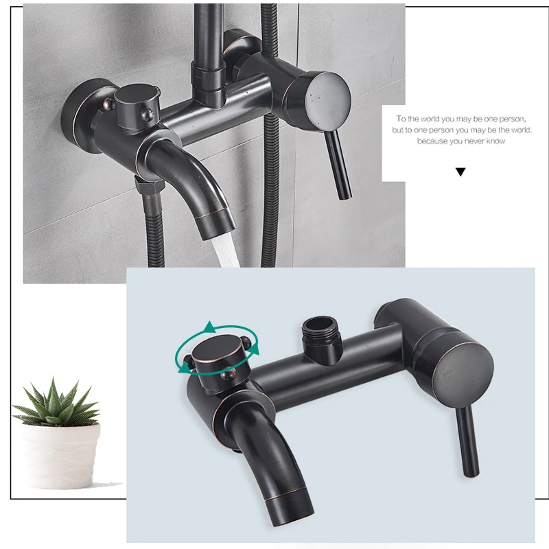 Bathroom Shower Faucet Set Blackend Shower Faucet Rainfall Shower Wall Mount Black System Single Handle Mixer Tap Black Mixer For Bathroom bathroom faucet,bathroom shower faucet set