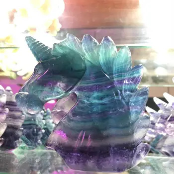 

natural quartz crystals unicorn colourful fluorite unicorn hand carved polished stone good luck healing reiki home decor