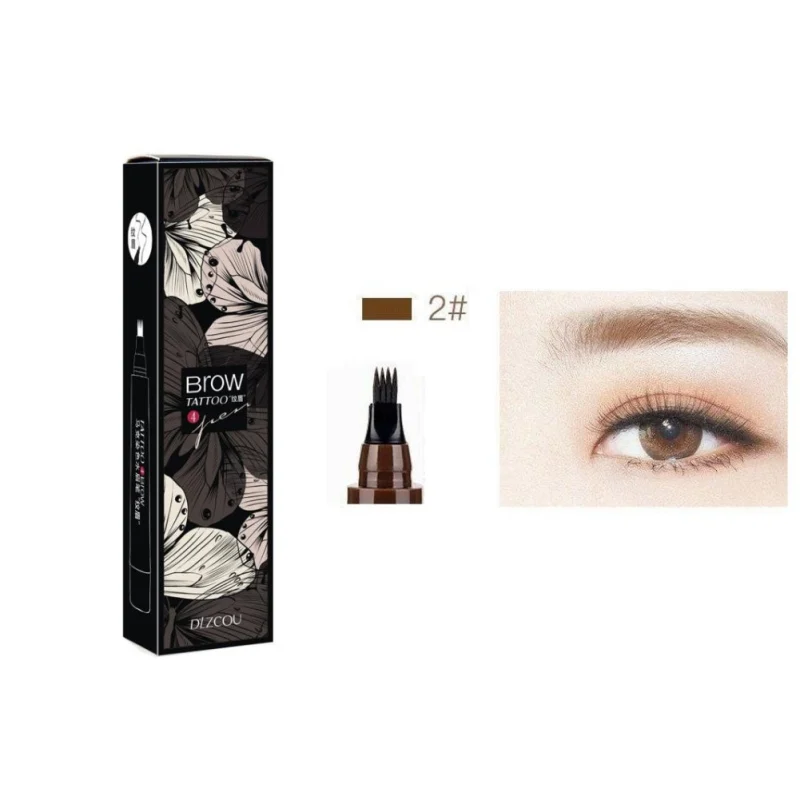 4 цвета ручка для бровей водонепроницаемый вилка кончик бровей Карандаш для татуировки длительный Профессиональный тонкий эскиз водостойкий гель для бровей карандаш - Цвет: as shown