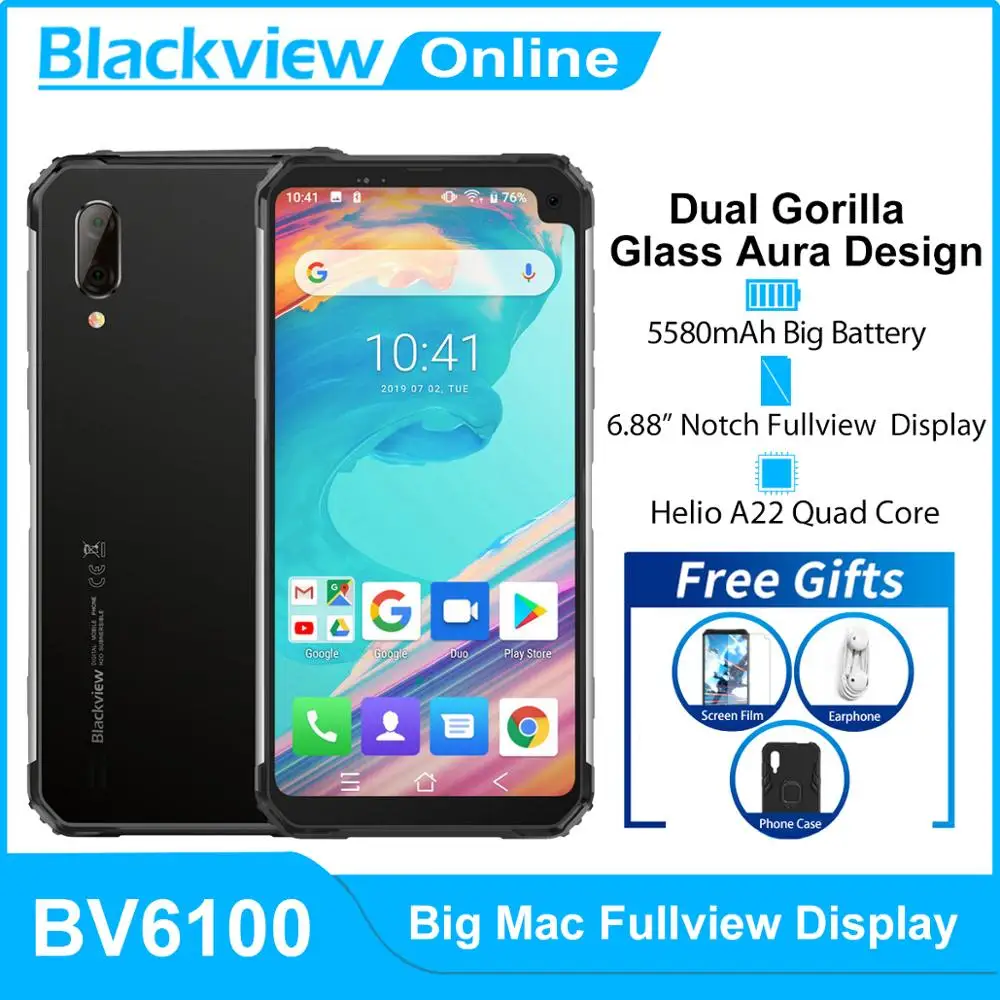 Blackview BV6100 Водонепроницаемый смартфон с 5 дюймовым дисплеем процессором MTK6761 ОЗУ 3