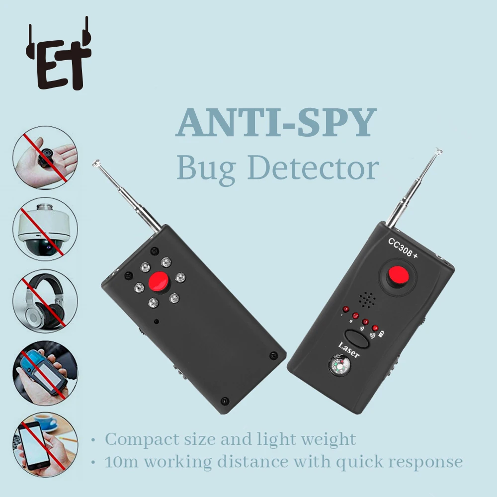 ET анти шпионский детектор ошибок CC308 полный спектр мини беспроводная камера скрытый сигнал GSM устройство Finder защита конфиденциальности безопасности монитор