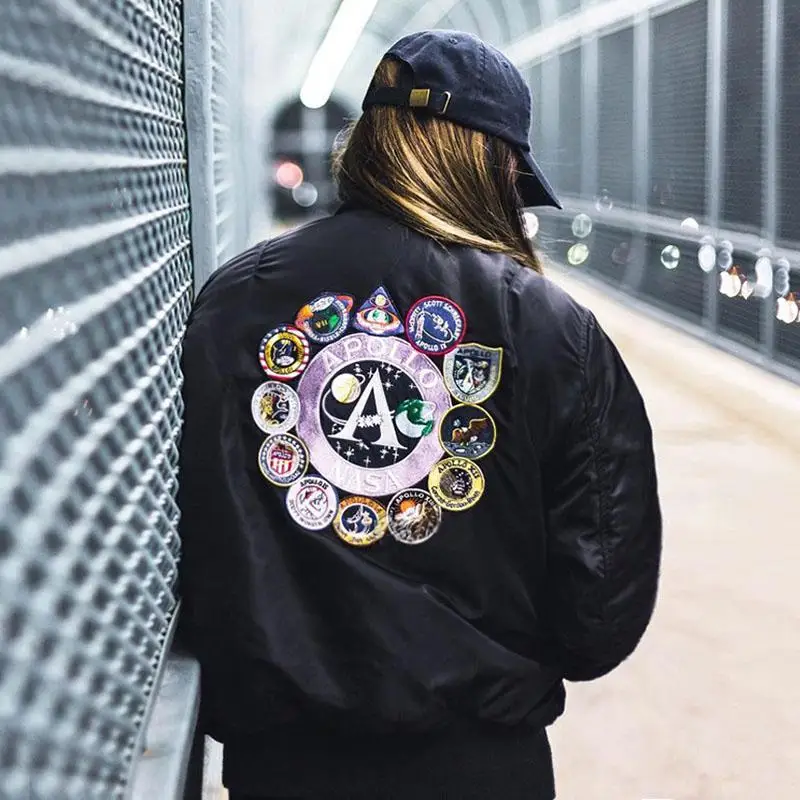 

MA1 US Army Outdoor Stamp Pudding Apollo Space Flight Men's Bomber Jacket