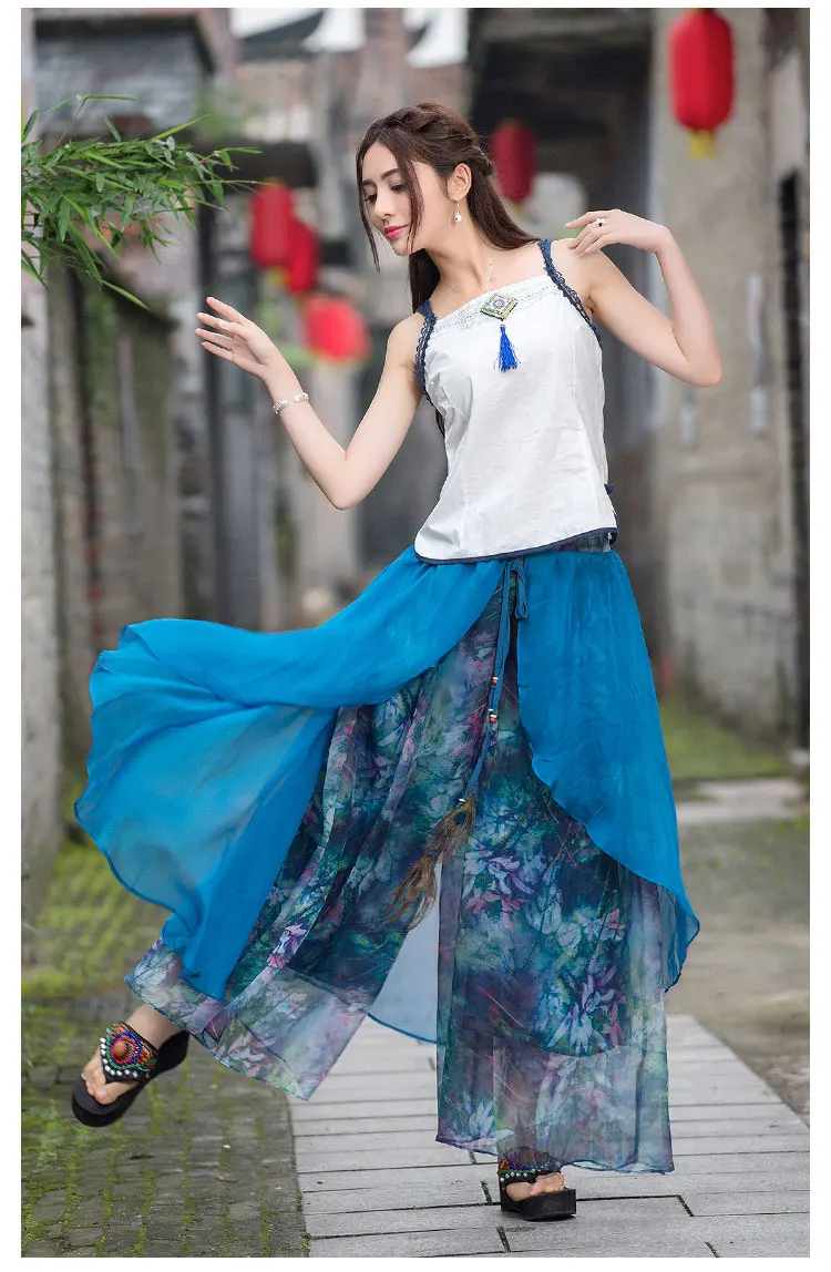 Pantalones mujer pantalon femme,, женские осенние, весенние, этнические, хиппи, длинные, синие, с принтом, в стиле пэчворк, широкие штаны, брюки, AF596