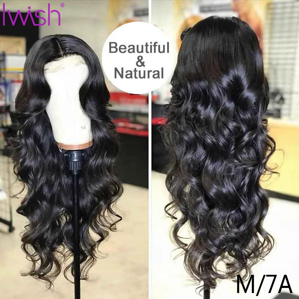 Iwish 13x4 перуанские накладные волосы Remy свободная волна парик 150% поддельные головы