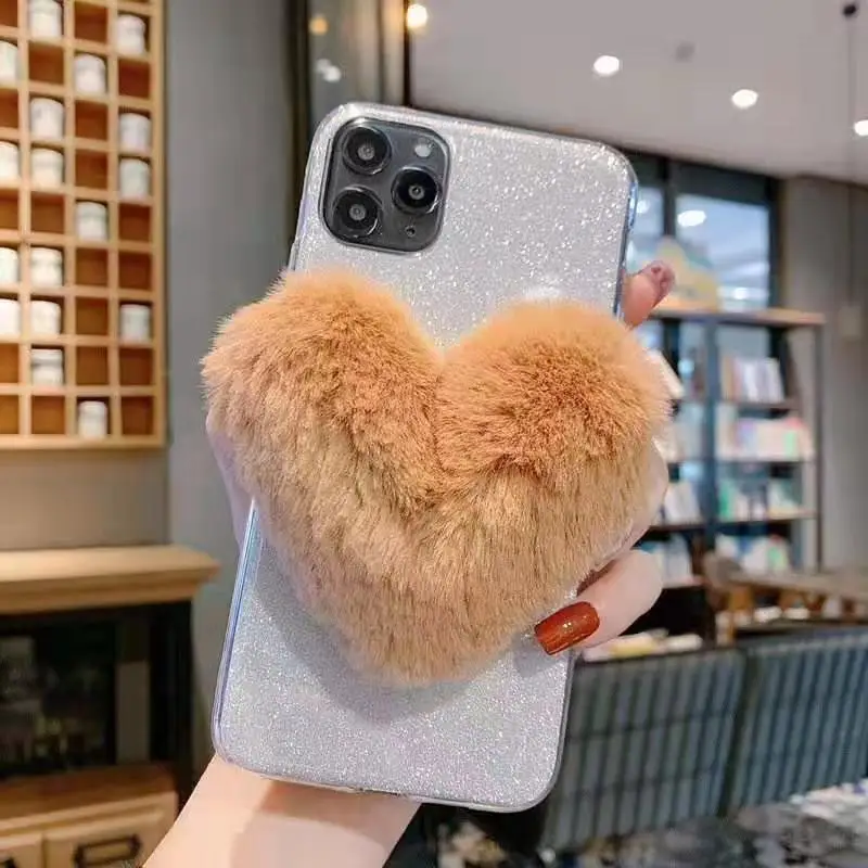 Чехол с плюшевыми шариками и сердечками для Asus Zenfone Go ZB500KL ZB555KL Max M1 Pro(M2) ZB633KL ZB631KL Plus M1 ZB570TL - Цвет: Silver