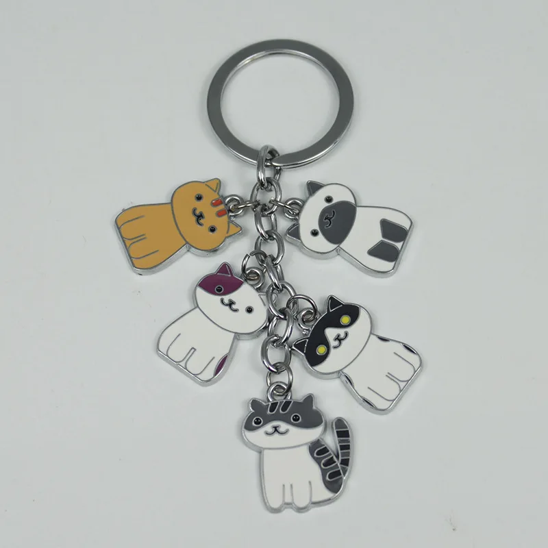 AliExpress милые Meow Meng игрушка на кольцо для ключей Neko Atsume пары брелок-котенок
