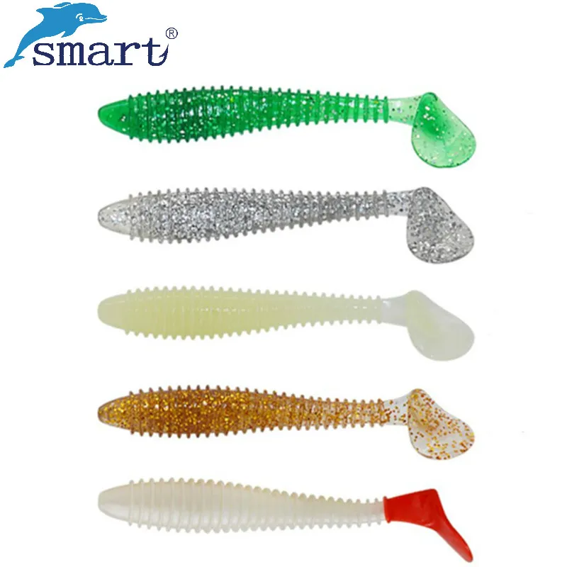 

Smart 5pcs 100mm 8.5g Soft Fishing lure Isca Artificial Single T-tail Silicone Bait Pesca Wobbler Leurre Saltwater Bass Swimbait