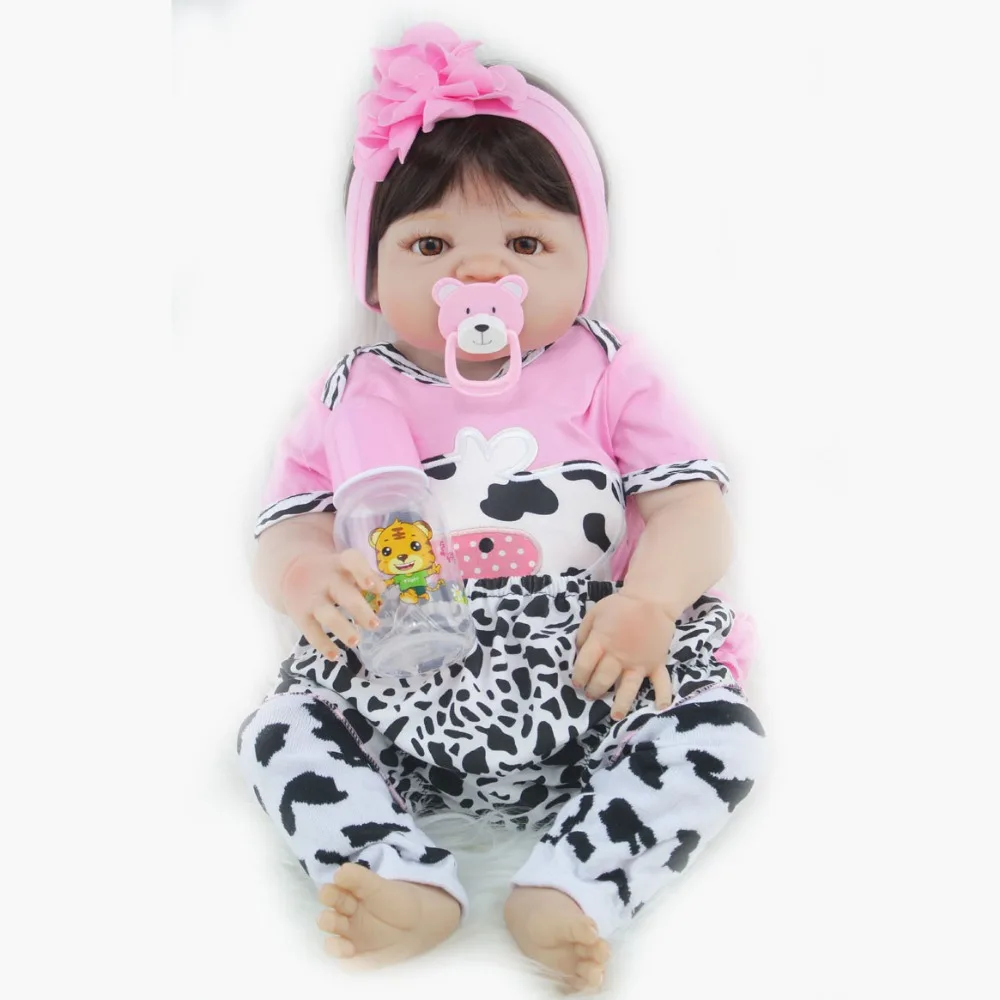 Christmas Kid Reborn doll 22'' Full Body Silicone Reborn Girl Baby Doll Toy Lifelike Newborn Princess Babies Doll Fashion Kids C