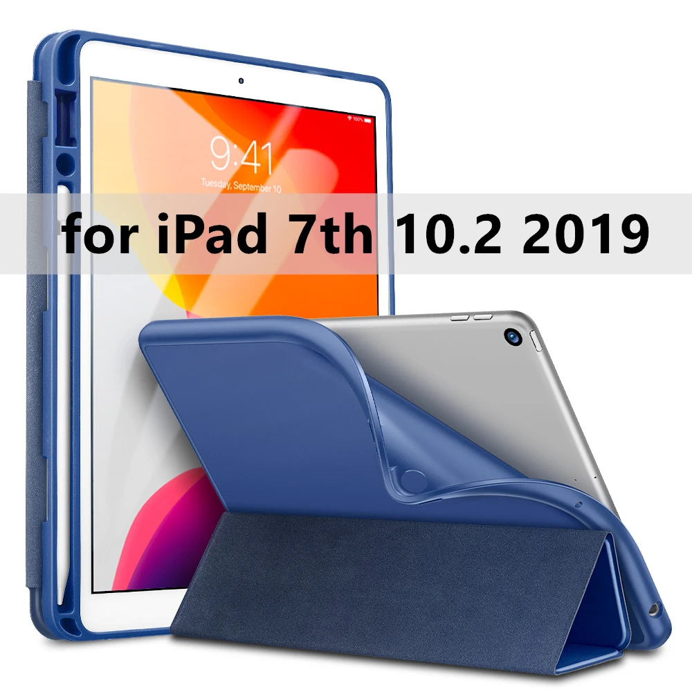 ESR чехол для iPad Air 3 Mini 5 7 Folio крышка отделения для резинового масла ультра тонкий смарт карандаш слот Мягкий ТПУ чехол для iPad 7 7 10,2 - Цвет: Blue for ipad 7 10.2