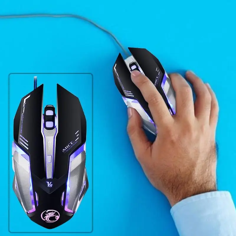 IMICE V8 USB Проводная оптическая игровая Мышь компьютер 6 Кнопка 4800 Точек на дюйм RGB светодиодный Цвет дыхание светильник игровая мышь для ПК, ноутбука, Тетрадь