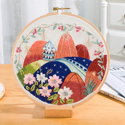 1 3D пейзаж DIY Вышивка Набор цветок вышивка крестиком с кольцо станины Вышивка Рукоделие Шитье художественный Декор - Цвет: 1