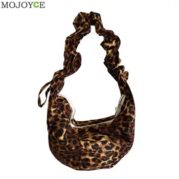

Fashion Retro Leopard Printed Crossbody Bag Women Pleated Dumpling Travel Streetwear Large Capacity Shoulder Messenger Pouch