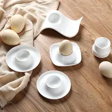 Copo de ovo de cerâmica, 2 peças, suporte simples de café da manhã, ovo de pé, prático, casa, restaurante (branco)
