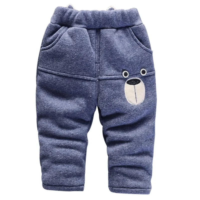 

2020 Cute Kids Clothes Winter Warm Baby Bear Print Pants Plus Cotton Thickening Children Trousers For Girls Boys 1-5Y