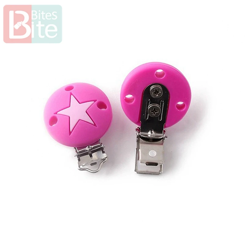 1pc Silicone Pacifier Clips Baby Teether Animal Food Grade Perle Silicone Nipple Holder Rodent Soother Clasp Childen'S Goods Toy - Цвет: Hot Pink star clip