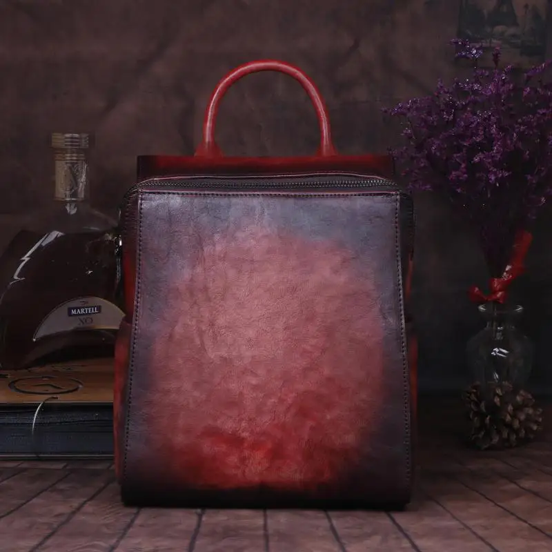 

Johnature High Quality Genuine Leather Women Backpack 2020 New Retro Hand Brushed Large Capacity Cowhide Small Travel Backpack